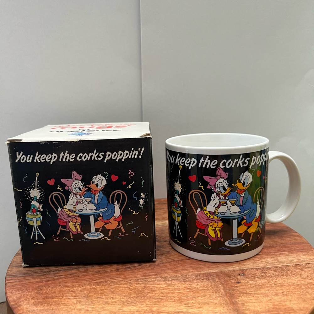 Disney Mug with Donald and Daisy Duck - You Keep the Corks Poppin’! 1987